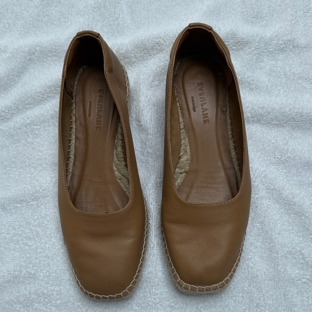Everlane Tan Leather Espadrille Flats